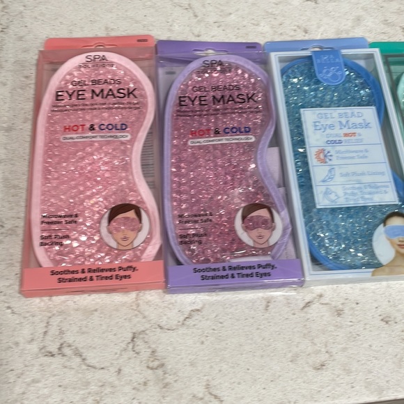 Spa Eye Mask Gel Beads HOT & COLD Super Soft Plush backing adjustable band sleep - Picture 7 of 8